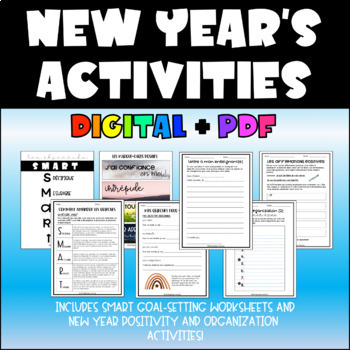 Preview of New Year 2024 Resolutions and Goal Setting Activities| Distance Learning + PDF