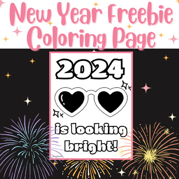 Preview of New Year 2024 Winter Coloring Page FREEBIE One Page No Prep Activity