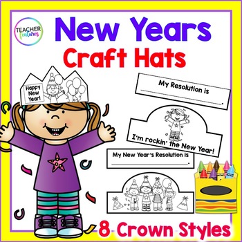 Preview of HAPPY NEW YEAR HAT 2024 Craft Crown Headband Resolution Goals Printable Activity