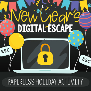 Preview of New Year Activities 2024 DIGITAL Escape Room | Distance Learning