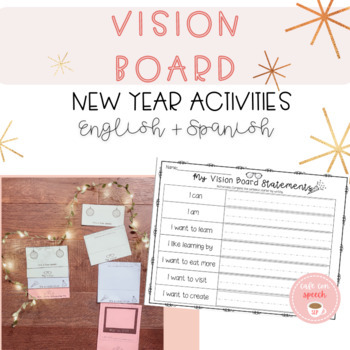 Preview of Vision Board and New Year Activities (Bilingual) Updated for 2024