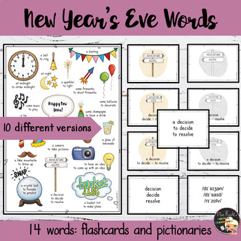 Preview of New Year Activities ESL Flashcards and Pictionary