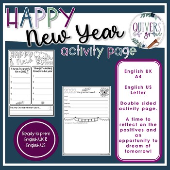 New Year Activity Page | Happy New Year Worksheet |Goals for 2023