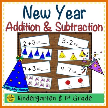 Preview of New Year Add & Subtract 0-10 Number Sentence Match