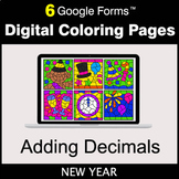 New Year: Adding Decimals - Google Forms | Digital Coloring Pages
