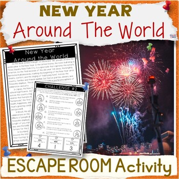 Preview of New Years Around the World Escape Room Reading Comprehension Passages Questions