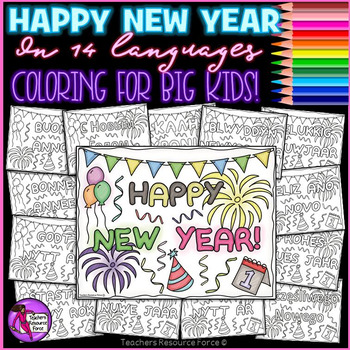 Preview of New Year Around the World Coloring Pages Sheets