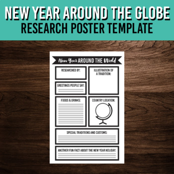 Preview of New Year Around the World Research Poster | Printable Activity Template