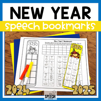 Preview of New Year Articulation Speech Bookmark Craft