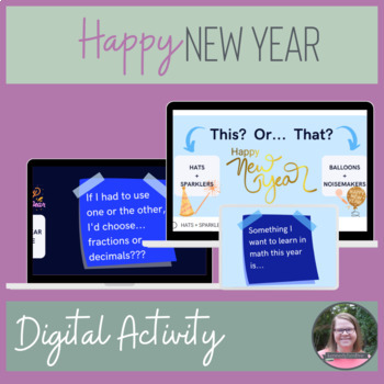 Preview of New Year Back to School Math Themed Ice Breaker Digital Activity | First Day