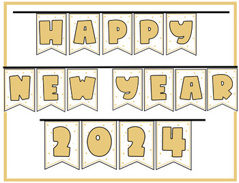 Preview of New Year Banner, Bunting Banner, Happy New Year, New Years Printable, Hello 2024