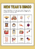 New Year Bingo Game for Speech Therapy in a Gold White Ill