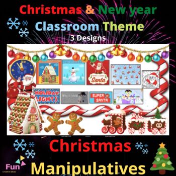 Preview of New Year Bitmoji virtual Classroom template  - Christmas Virtual Manipulatives