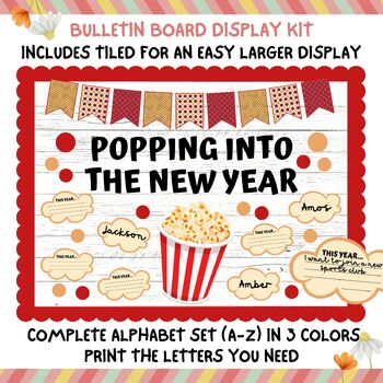 Preview of New Year Bulletin Board Kit, Popping Into a New Year Popcorn Bulletin, January