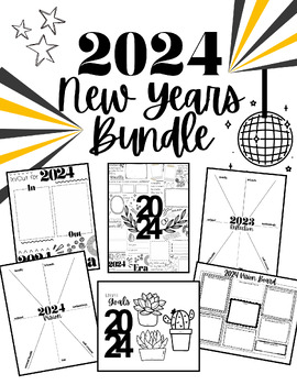 Preview of New Year Bundle! - Goal Setting - Vision Board - Reflection - Printables - 2024
