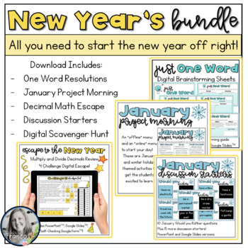 Preview of New Year Bundle Math Escape Activity, Just One Word Resolution, Discussion Start