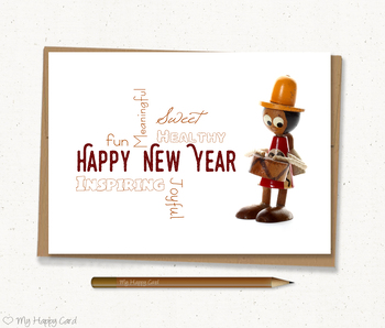Preview of New Year Card, Happy New Year Greeting Card, 4"X6". Printable