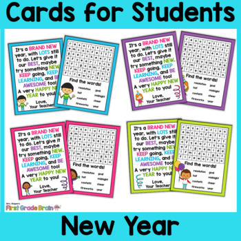 Preview of New Year Cards for Students - Editable in color & black Student Gift Tag