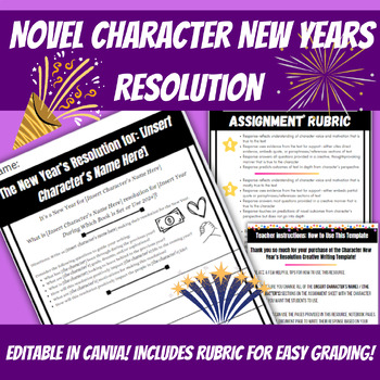 Preview of New Year Character Resolution Creative Writing Activity