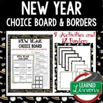 Preview of New Year Activities, Choice Board with Borders, NEW YEAR REFLECTIONS