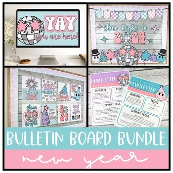 Preview of New Years Classroom Decor BUNDLE | Bulletin Board 2024