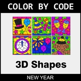 New Year Color by Code - 3D Shapes