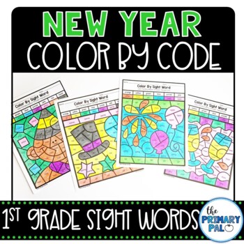 Preview of New Year Color by Code for 1st Grade Sight Words