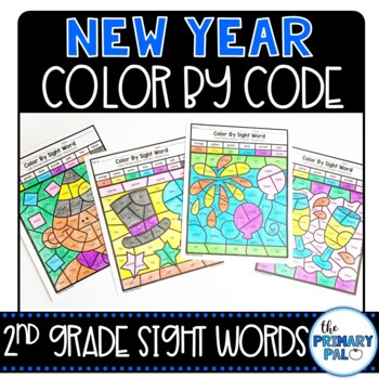 Preview of New Year Color by Code for 2nd Grade Sight Words