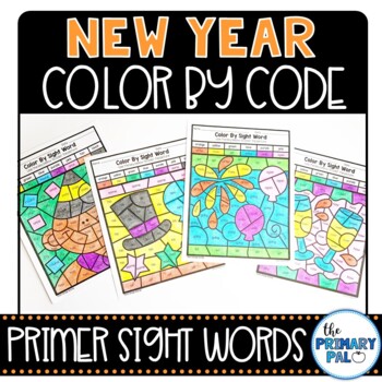 Preview of New Year Color by Code for Primer Sight Words