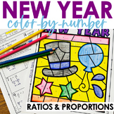 New Year Color by Number Ratios & Proportions Math Practice