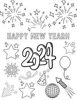 New Year Coloring Page by PrimeEdventures | TPT