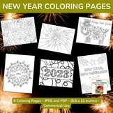 New Year Coloring Pages 2022 - Set of 6 - Commercial Use Allowed