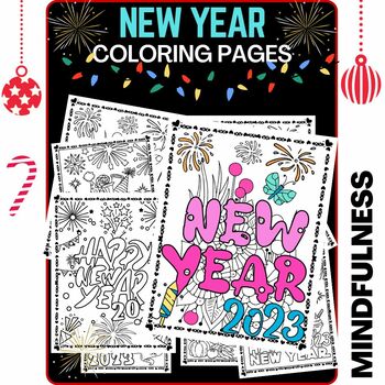Preview of New Year Coloring Pages 2023 No Prep New Year coloring pages