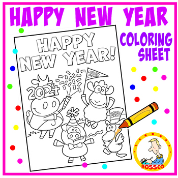 Preview of 2024 New Year Coloring Page