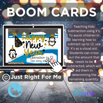 Preview of New Year Subtraction to 12 Boom Cards