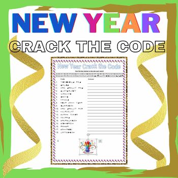 Preview of New Year Crack the Code with Answers - Color and Black and White