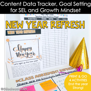 Preview of New Year Data Tracker for Academic Goal Setting, SEL and Growth Mindset