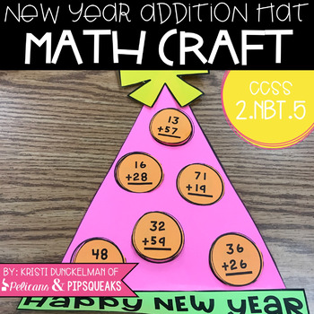 Preview of New Year Double Digit Addition with Regrouping Math Craft