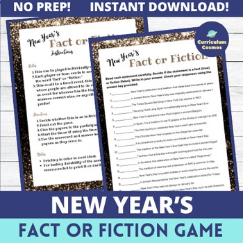 Preview of New Year Fact or Fiction for Teachers, Staff, and Students