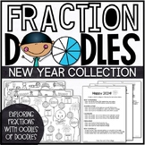 New Year Fractions Activities 2024 | New Year Color by Num