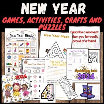 Preview of New Year Games, Activities, Crafts, Puzzles and Resolutions