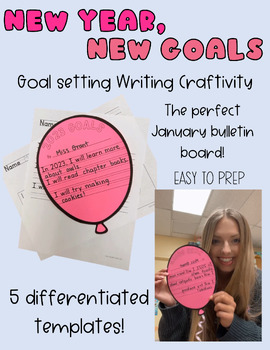 Preview of 2024 New Year Goal Setting Writing Craftivity - January Bulletin Board