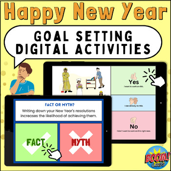Preview of New Years 2024 Goal Setting Digital Activity Bundle - Middle School Special Ed