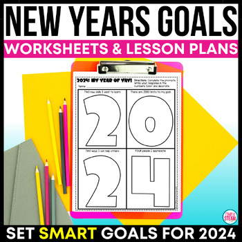 Preview of New Year Goals 2024 | Goal Setting and Resolution Worksheets