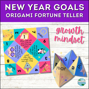 Preview of New Year Goals Growth Mindset Activity | Origami Conversation Fortune Teller