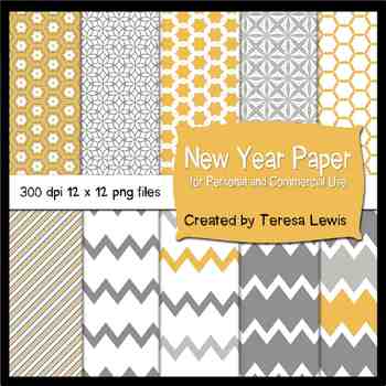 Preview of New Year Gray and Gold Paper
