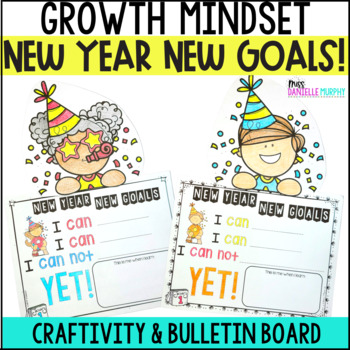 Preview of New Year Growth Mindset Activities, Bulletin Board, 2023 New Years Resolution