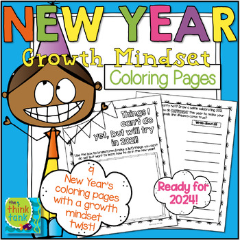 Preview of New Year Growth Mindset Coloring Pages with a Twist 2024: FREE Yearly Updates