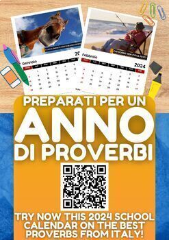 Preview of New Year Italian 2024 Calendar with 12 Proverbs from Italy - PDF Printable