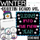 New Year January Bulletin Board and Editable Penguin Writi